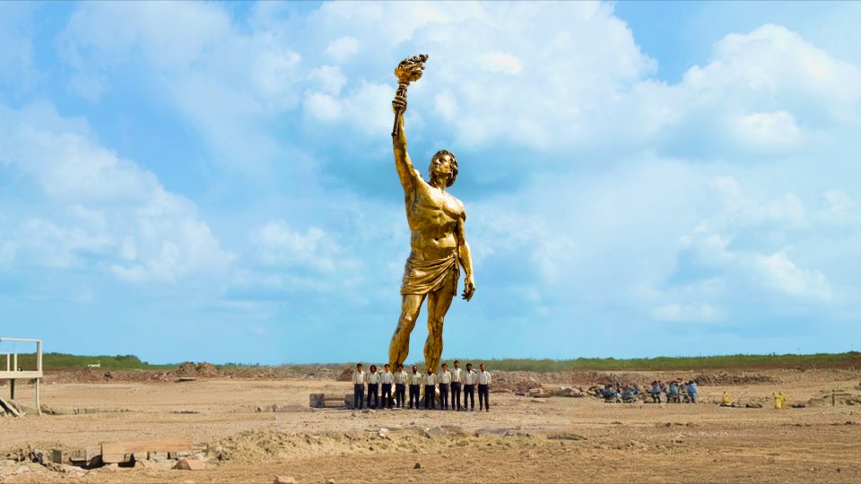 Atelier Missor's bronze Prometheus in the Texas desert
