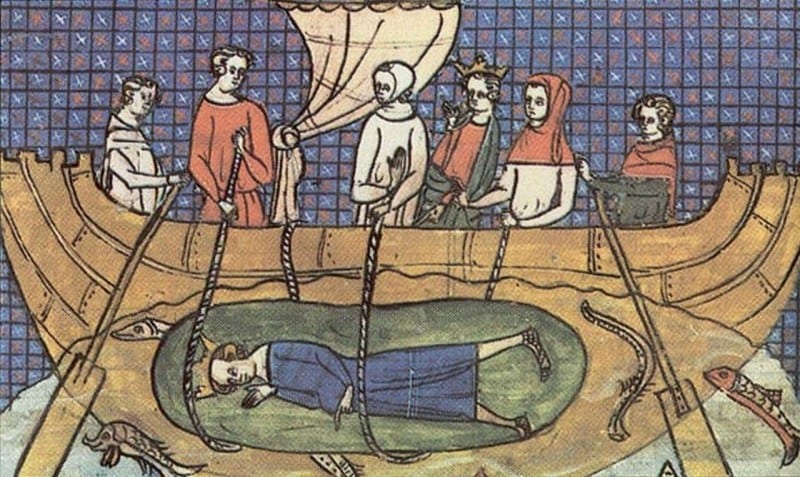 Alexander lowered into the sea in a glass barrel